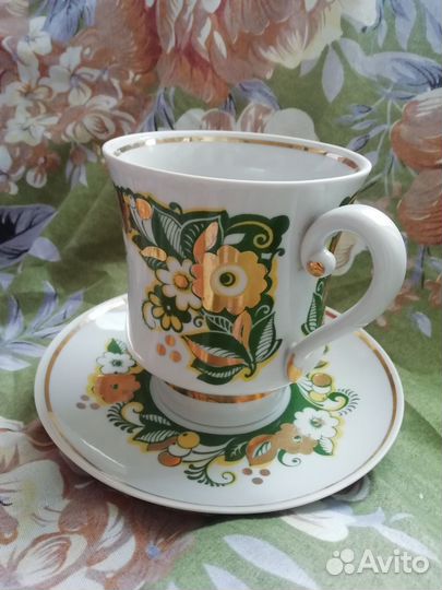 Полтавский фарфоровый завод бокал с блюдцем СССР