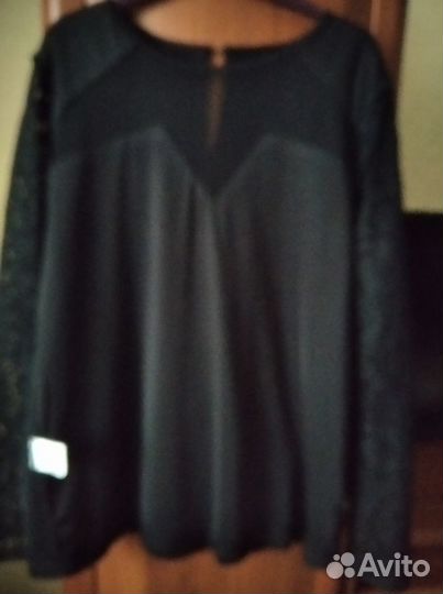 Женская блуза, черное кружево, Дания, 46-48 новая