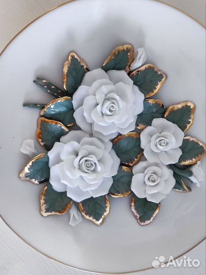 Тарелка фарфор, лепнина, винтаж