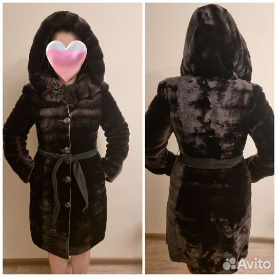 Шуба мутоновая с капюшоном 46 48