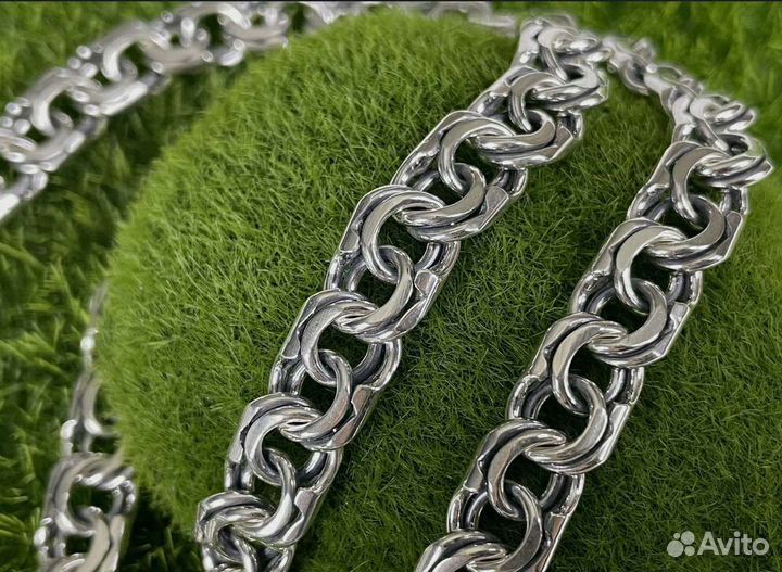 Мужская серебряная цепь бисмарк