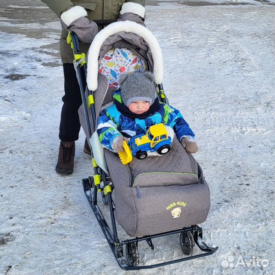 Детские санки коляска с колесами