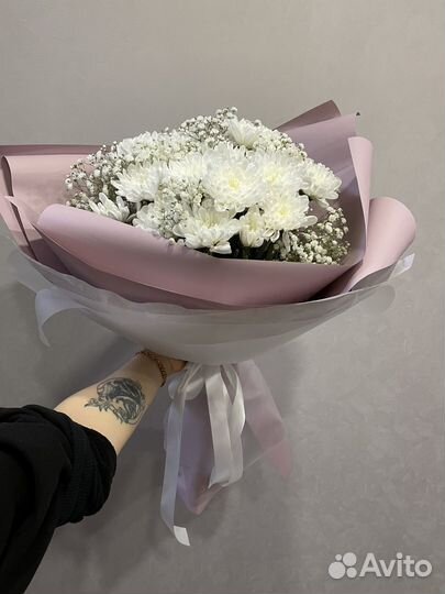 Букет хризантемы гипсофила