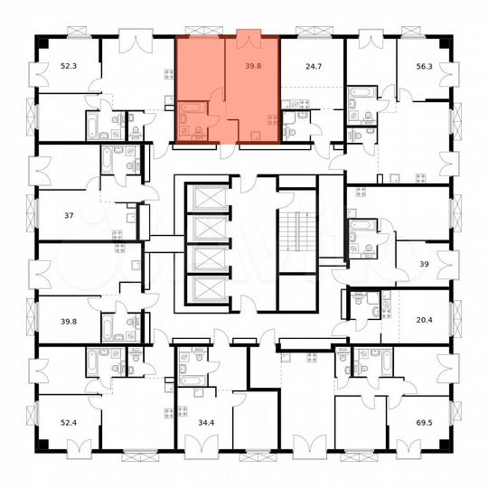 1-к. квартира, 39,8 м², 23/26 эт.
