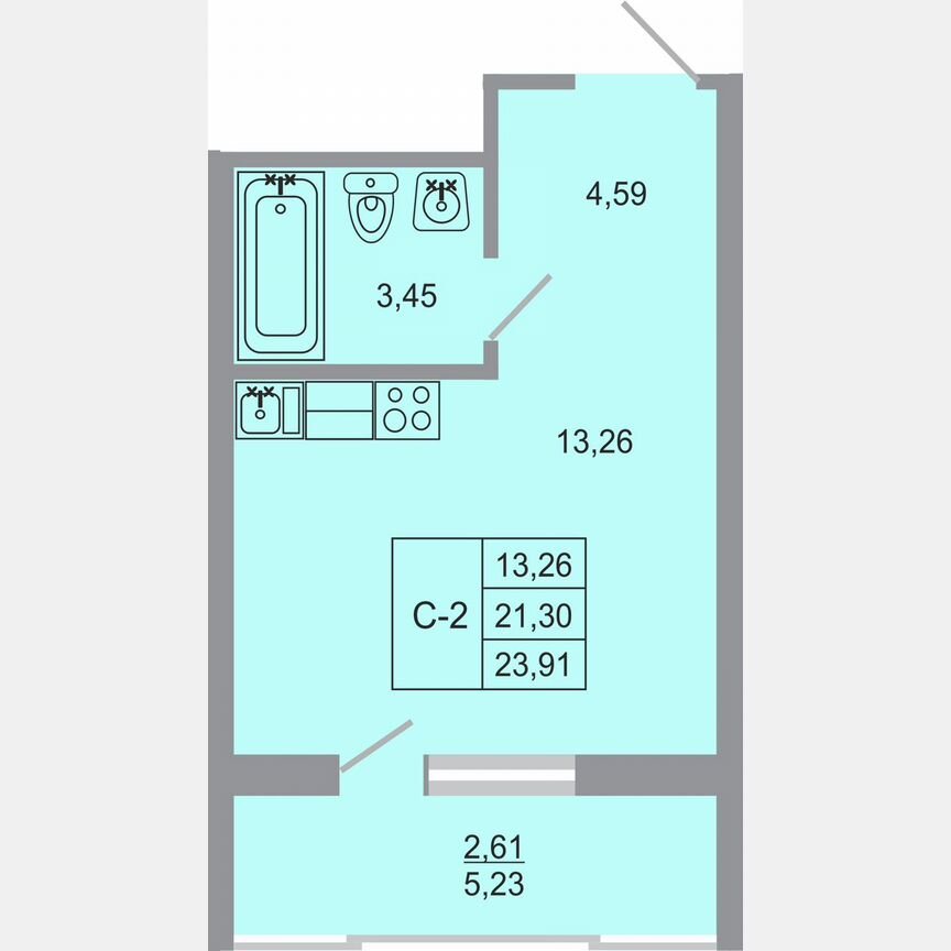 Квартира-студия, 23,9 м², 17/17 эт.