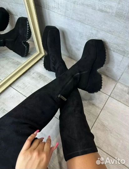 Ботфорты замшевые