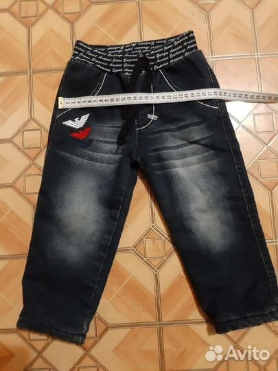 Джинсы утепленные б/у,р.86-92