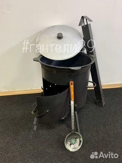 Казан чугунный с печью 6 литров