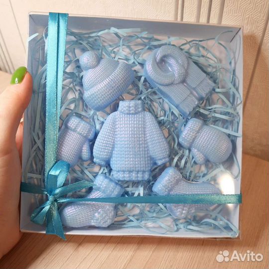 Мыло ручной работы вязаный набор