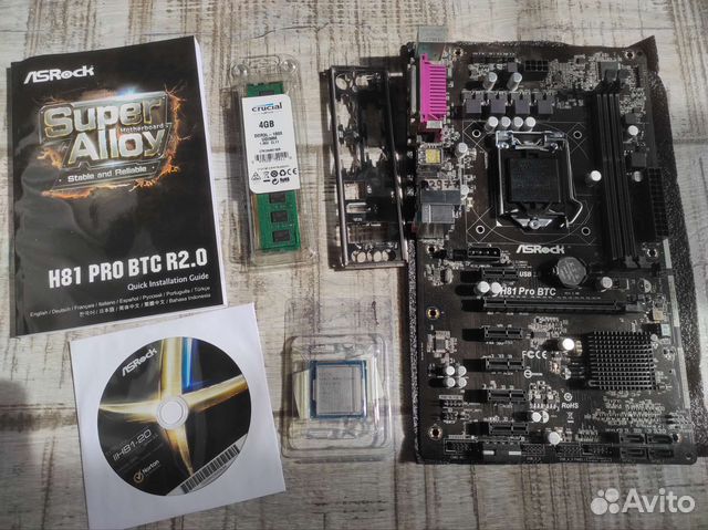 Комплект Asrock H81-PRO-BTC-R2.0 G1820 4GB DDR3L