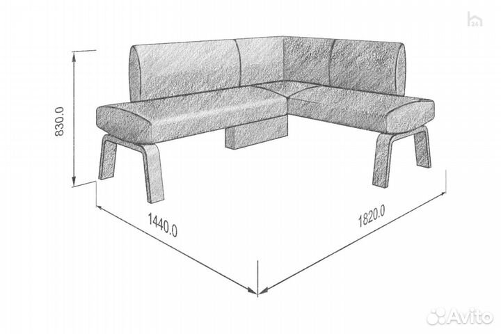 Угловой диван кухонный (правый) Pride Искусственная шерсть