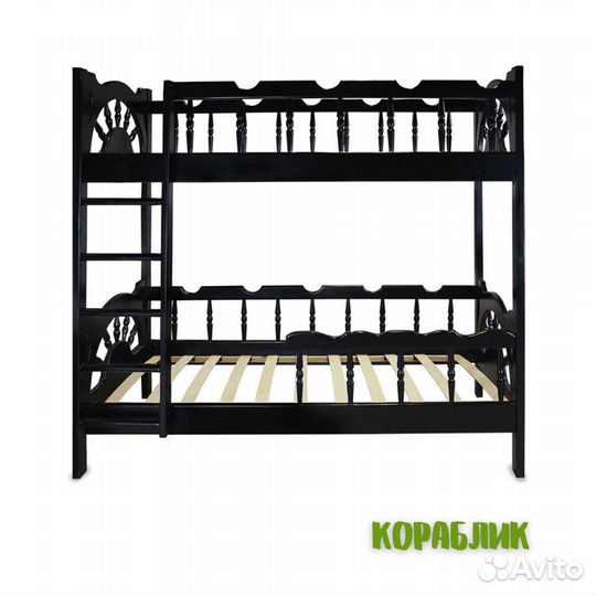 Кораблик. Надёжная двухъярусная кровать из массива