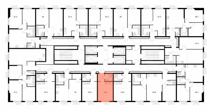 Квартира-студия, 19,8 м², 33/33 эт.