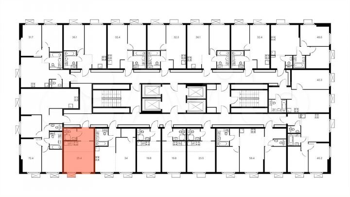 Квартира-студия, 25,4 м², 22/33 эт.