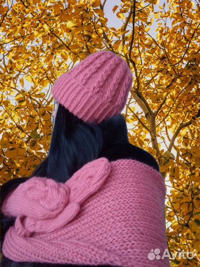 Шапка, снуд, варежки. 3цвета. Норка