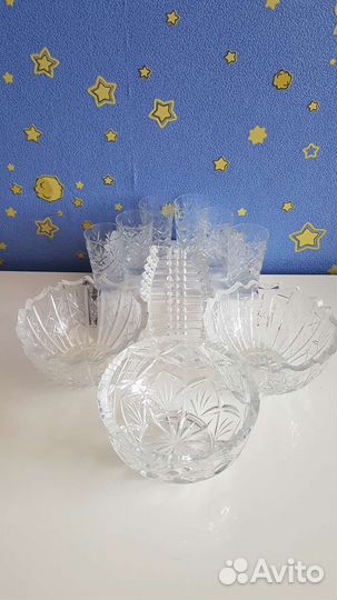 Хрустальные вазочки,рюмки, пепельница СССР
