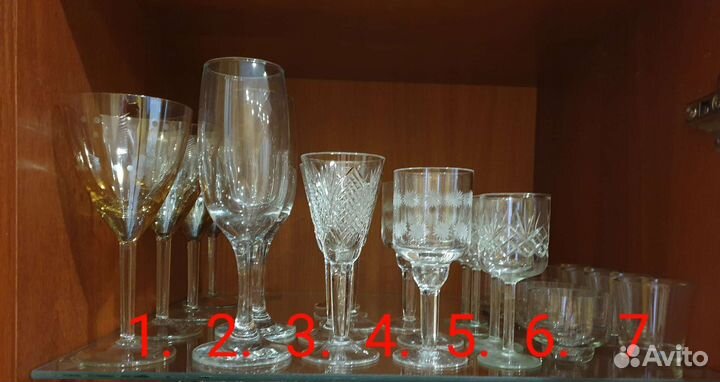 Рюмка, бокалы хрустальные и стеклянные