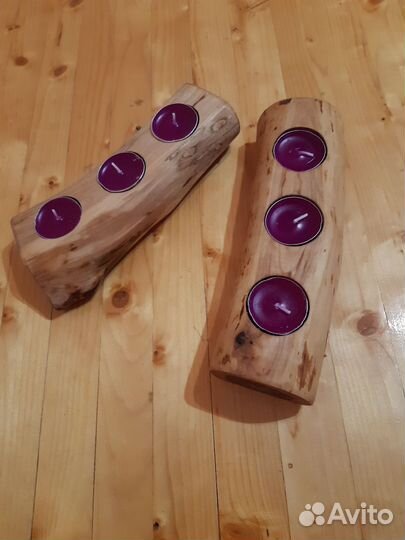 Подсвечник из натурального дерева