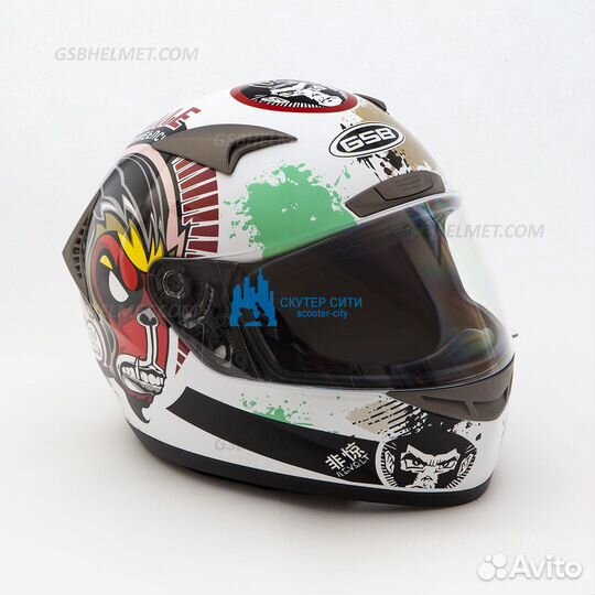 Шлем интеграл GSB G-335 rivolta (white monkey 2) X