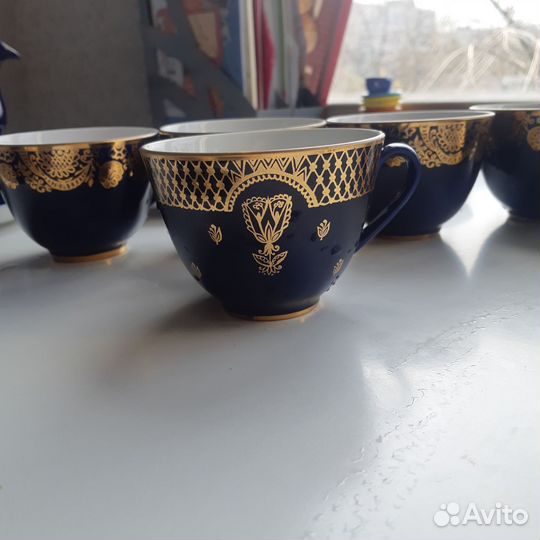 Чайный сервиз лфз кобальтовый СССР