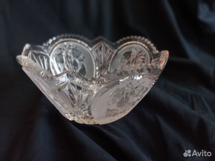 Хрустальный набор салатников «Цветы» 4шт