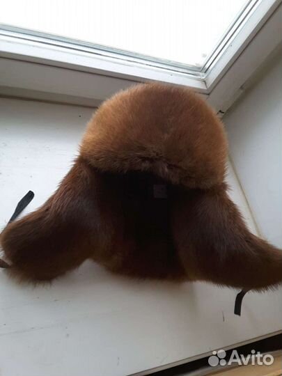 Норковая шапка мужская, ушанка рыжего цвета