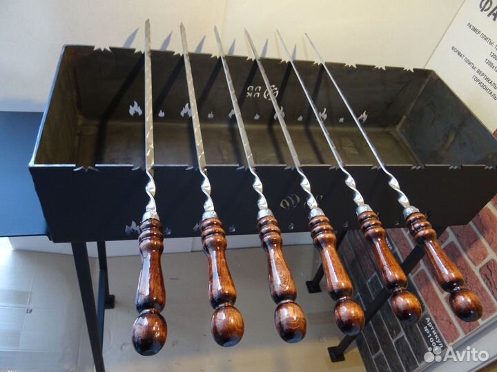 Шампур 450*12*3мм, нержавейка, дер.ручка