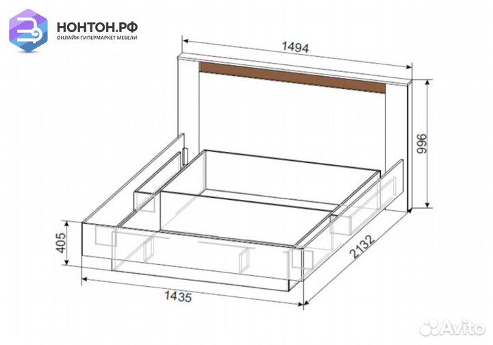 Кровать №3 дуб делано / дуб венге