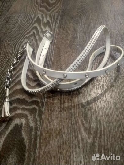 Ремешки-цепи со стразами и кожа