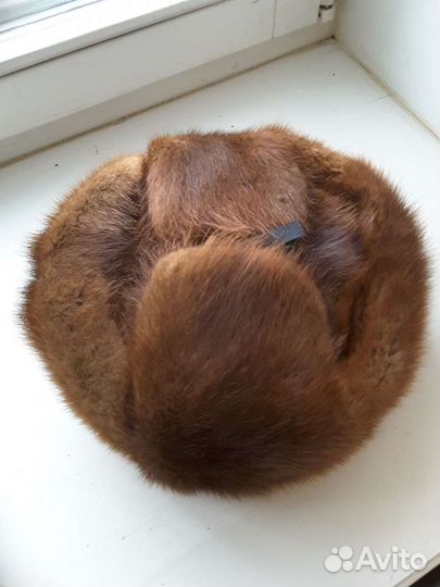 Норковая шапка мужская, ушанка рыжего цвета