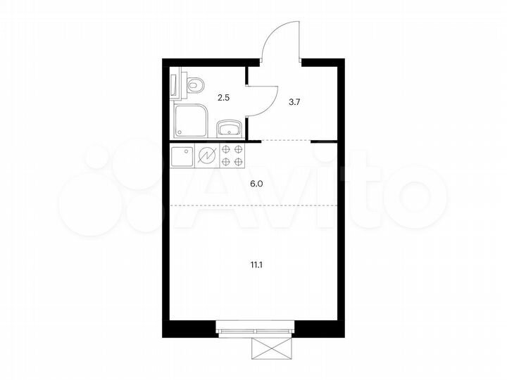 Квартира-студия, 23,3 м², 14/25 эт.