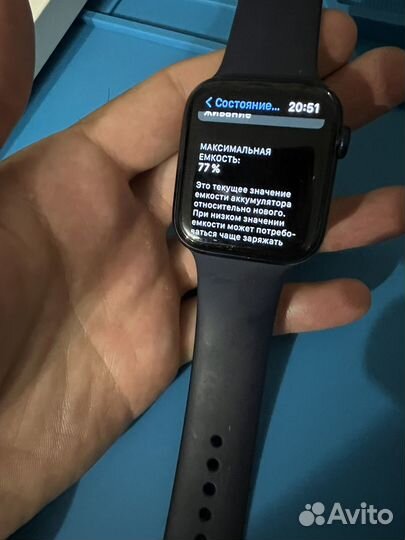 Часы apple watch series 6 44 mm blue alu