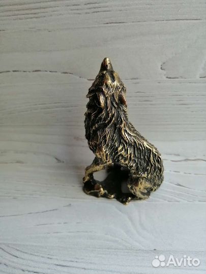 Волк статуэтка большая латунь
