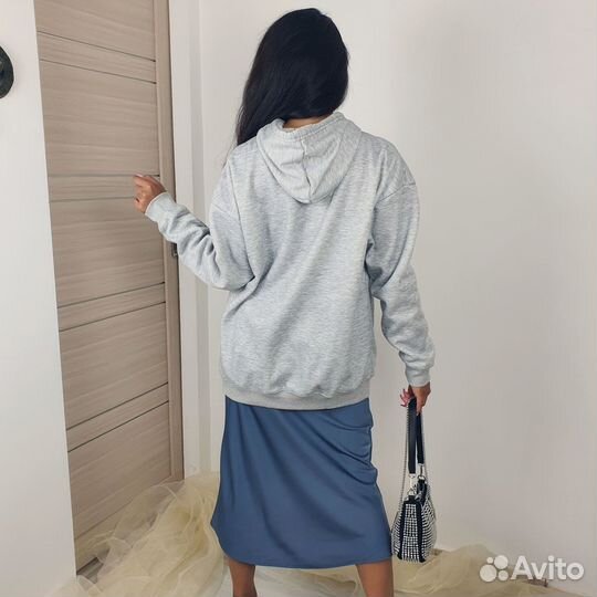Однотонное утепленное худи