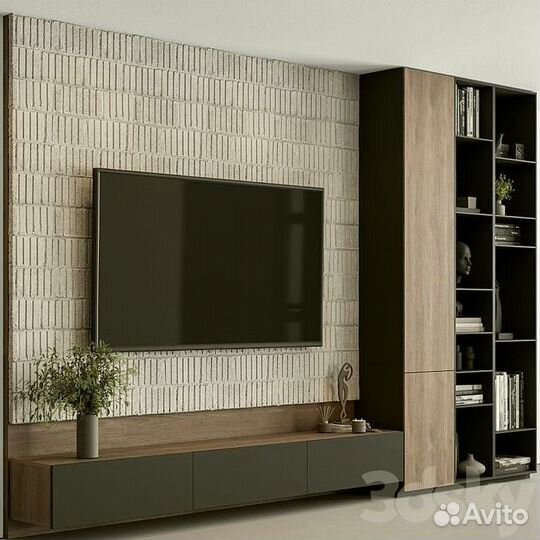 Тумба под телевизор с витринами