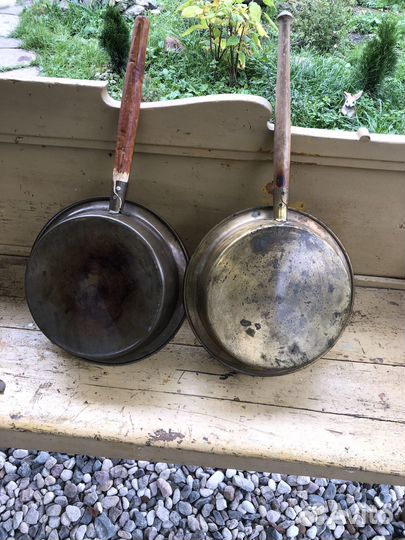 Старинная сковорода большая, латунная