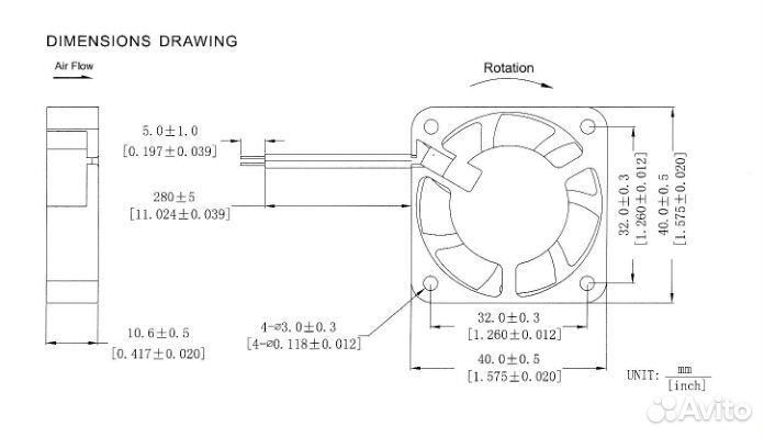 Вентилятор осевой GDStime 4010 24V, подшипник кач