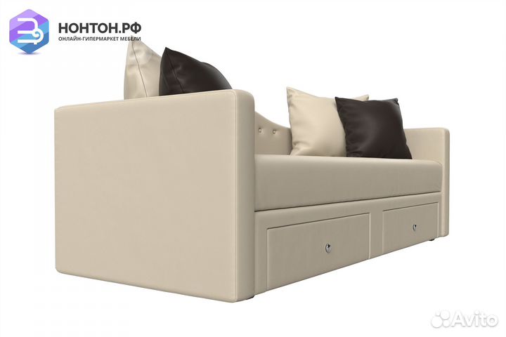 Детский прямой диван Дориан экокожа бежевый / кори