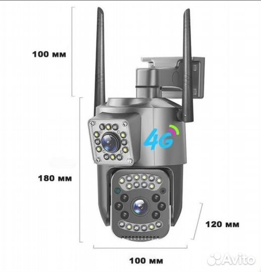 Камера видеонаблюдения с сим картой 4g 2 объектива