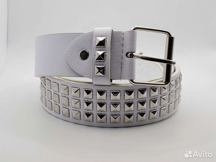 Ремень с заклепками белый Y2k