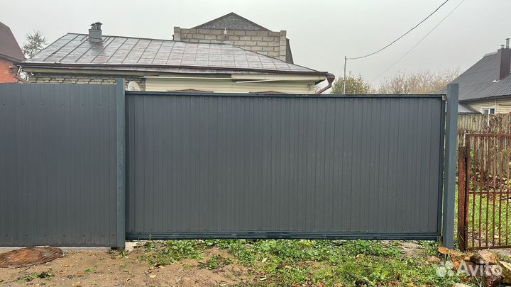 Откатные ворота под ключ с доставкой и установкой