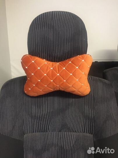 Подушка на подголовник ромб велюр оранжевый, бе