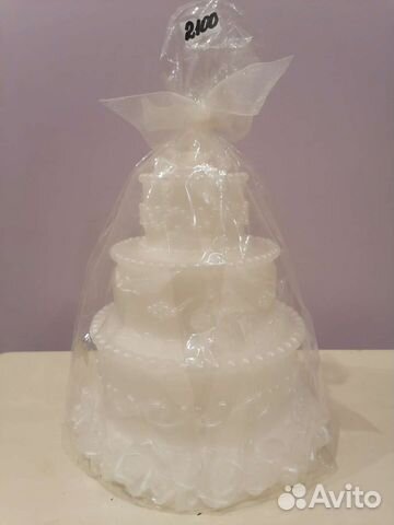 Свеча свадебный торт белая 18 см