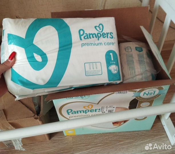 Памперсы 3-5 кг подгузники Pampers premium care 1