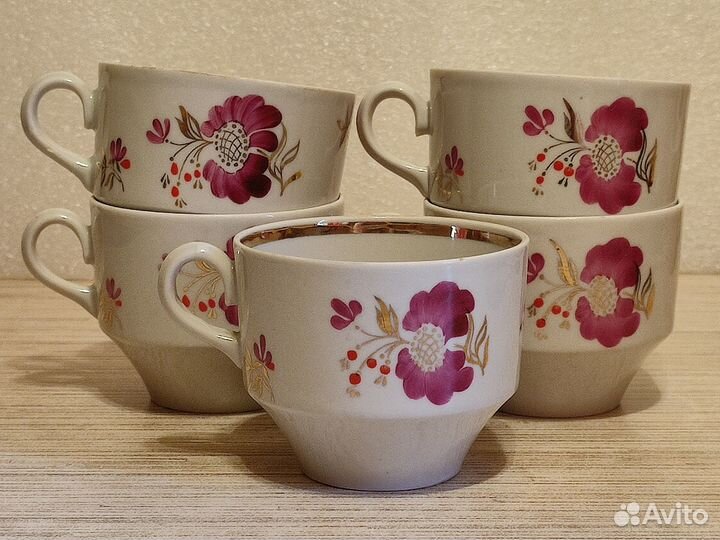 Чашки чайные. Фарфор. СССР. Клеймо. Цена за 5 штук