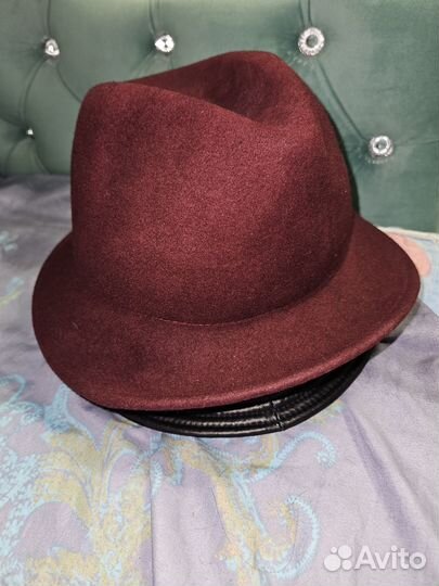 Шляпа фетровая женская бордовая