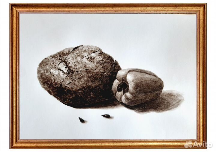 Акварель Хлеб и перец