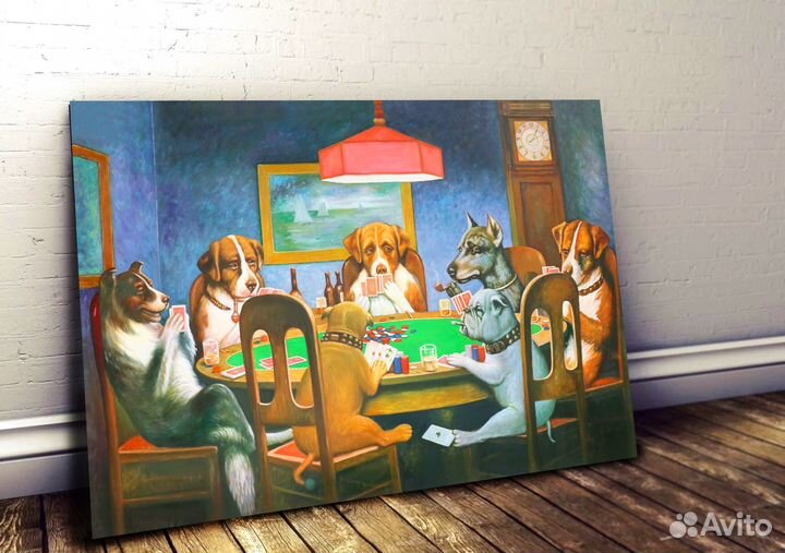 Картина на холсте «Собаки играющие в покер»