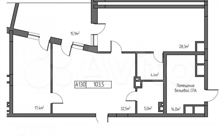 2-к. апартаменты, 103,5 м², 7/7 эт.