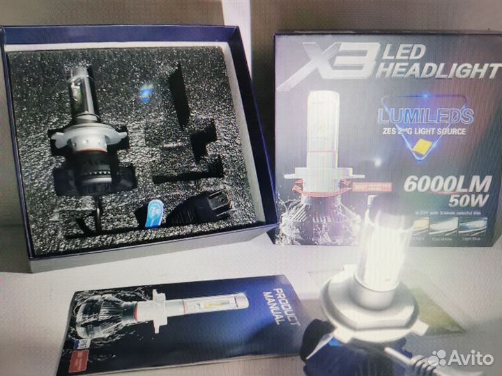 Лампы h4 светодиодные 50w 6000lm ZES x3